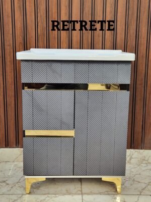 RETRETE Designer Gray Herringbone Bathroom Vanity