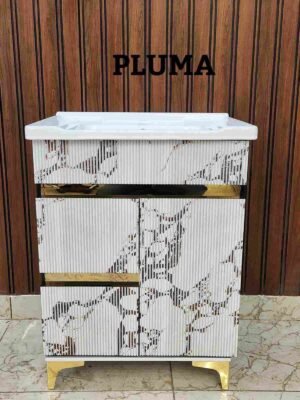 PLUMA Luxury Marble-Effect Bathroom Vanity Cabinet