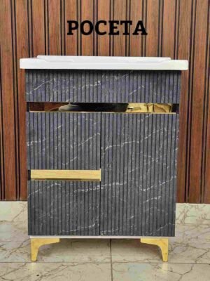 POCETA Luxury Gray Marble Bathroom Vanity Cabinet