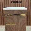 FORNO Designer Bathroom Vanity Cabinet with Wash Basin - Premium Fluted Wood Finish & Gold Accents