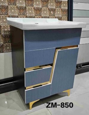 Modern Bathroom Vanity Cabinet - ZM-850 | Luxury Blue & Gold Finish