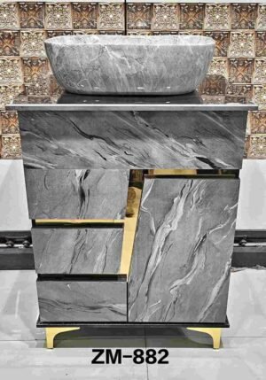 ZM-882 | Premium Stone Finish Vanity Cabinet with Countertop Basin