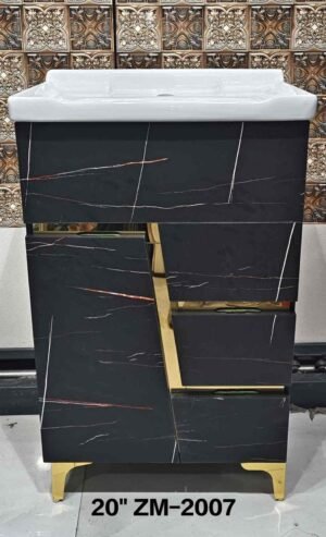 20 " ZM - 2007 Luxury Black Marble Bathroom Vanity with White Sink