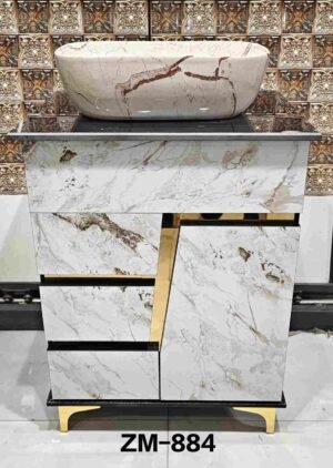 ZM - 884 Luxury White Marble Bathroom Vanity with Vessel Sink