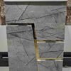 20" ZM -2015 Modern 20-Inch Grey Marble Bathroom Vanity with Gold Accents | Luxury Sink Cabinet