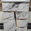 ZM-211-Modern White Marble Bathroom Vanity with Gold Accents