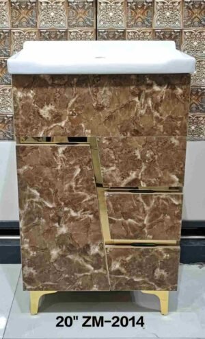 20" ZM -2014 Luxury Brown Marble Bathroom Vanity with White Sink