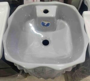 Diamond Pattern Pedestal Wash Basin Modern 3D Geometric Pedestal Wash Basin Designer Faceted Pedestal Wash Basin